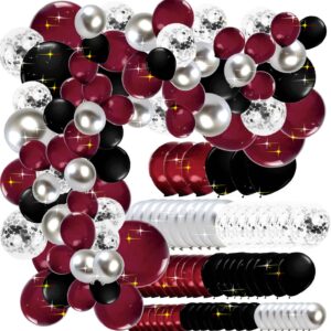 Graduation Party Decorations Maroon Black 2024/Burgundy Black Graduation Decorations Class of 2024/Burgundy Black Balloons/114Pcs Burgundy Silver Black Balloon Birthday Wedding/Maroon Black Birthday