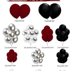 Graduation Party Decorations Maroon Black 2024/Burgundy Black Graduation Decorations Class of 2024/Burgundy Black Balloons/114Pcs Burgundy Silver Black Balloon Birthday Wedding/Maroon Black Birthday