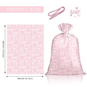 Loveinside Jumbo Large Plastic Gift Bag, Baby Girl Design Plastic Bag with Tag and Tie for Birthday, Baby Shower and Holiday - 56" x 36", 1 Pcs - Baby Pink