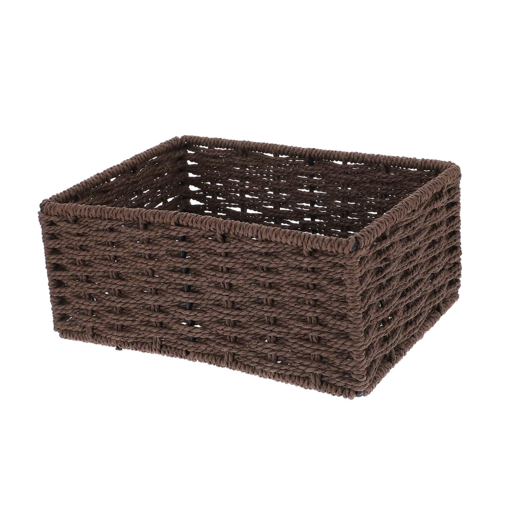 OKUMEYR Coffee Rectangular Storage Box, Wood & Rattan, 8.72x6.09x3.54 inches