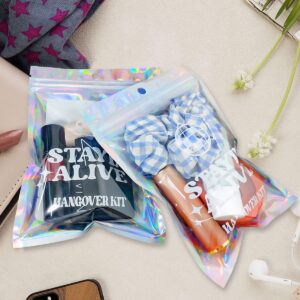 SILFGRLF Stayin' Alive Bachelorette Party Hangover Kits Bags, 50 Pcs Holographic Bags (5"x7") Bachelorette Party Supplies Last Disco Party Favors Printed