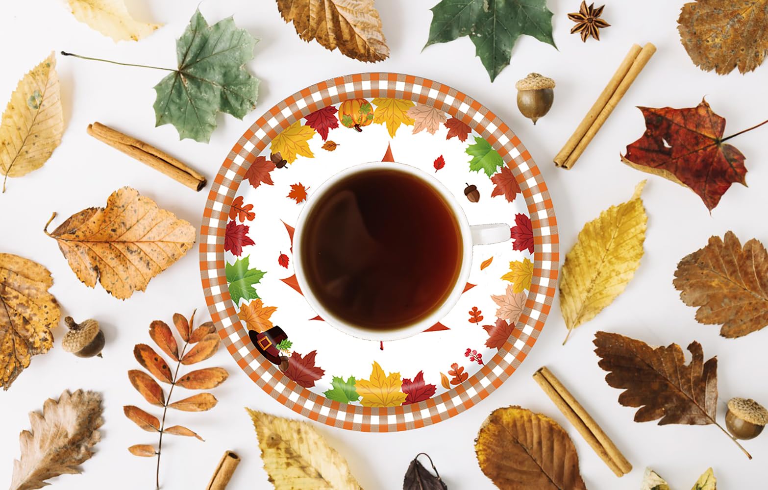 OBENIM HALIM 24 pcs Thanksgiving Fall Paper Plates Autumn Leaves Design Dessert Paper Plates For Disposable Holiday Thanks Theme Party Dinnerware