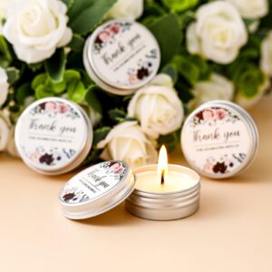 MTLEE 50 Pcs Wedding Candles Gift Wedding Favors for Guests 1 Oz Lavender Scented Soy Wax Candle Aromatherapy Candle Favors for Bridal Shower Rustic Wedding Party Guests(Thank You)