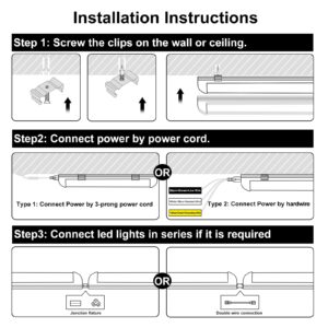 Gugsey LED Shop Lights - 4FT 50W LED Light Fixture, 4 Foot High Output 7750Lumen, 6000K, Clear Cover, V-Shape Linkable, Plug and Play, T8 LED Tube Light for Garage, Workshop (10 Pack)