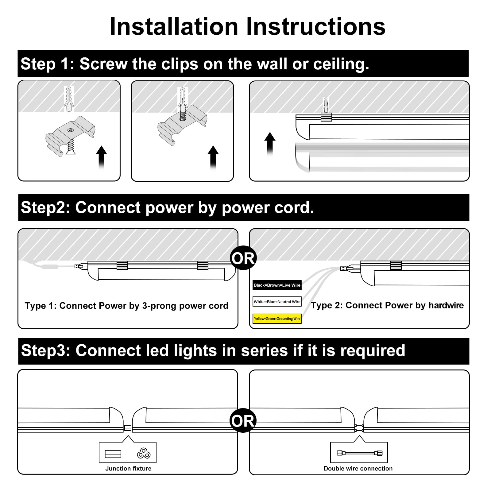 Gugsey LED Shop Lights - 4FT 50W LED Light Fixture, 4 Foot High Output 7750Lumen, 6000K, Clear Cover, V-Shape Linkable, Plug and Play, T8 LED Tube Light for Garage, Workshop (10 Pack)