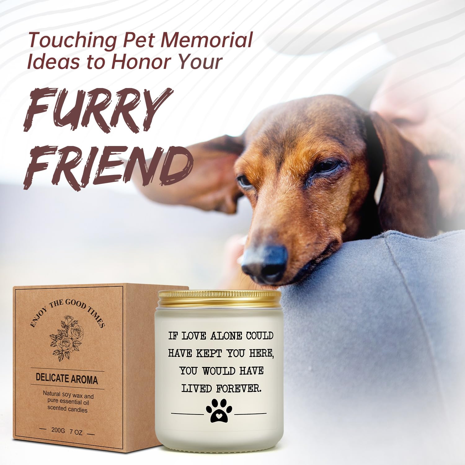 Pet Memorial Gifts for Loss of Dog Cat, Sympathy Gift for Pets Loss, Dog Bereavement Gift, Cat Memorial Candle, Remembrance Gift in Memory of Dog, Passing Away Condolence Present for Friends Pet Owner