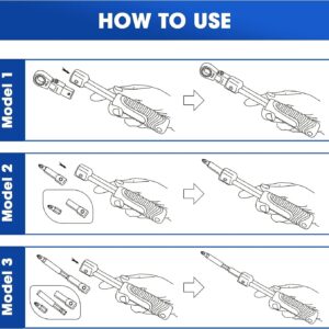 LSLANSOON 27 Pcs Flex Head Ratchet Wrench Set, 6mm-20mm Changeable Torx Ratchet Wrench Heads with Screwdriver Bits Multi Tool Set with Case