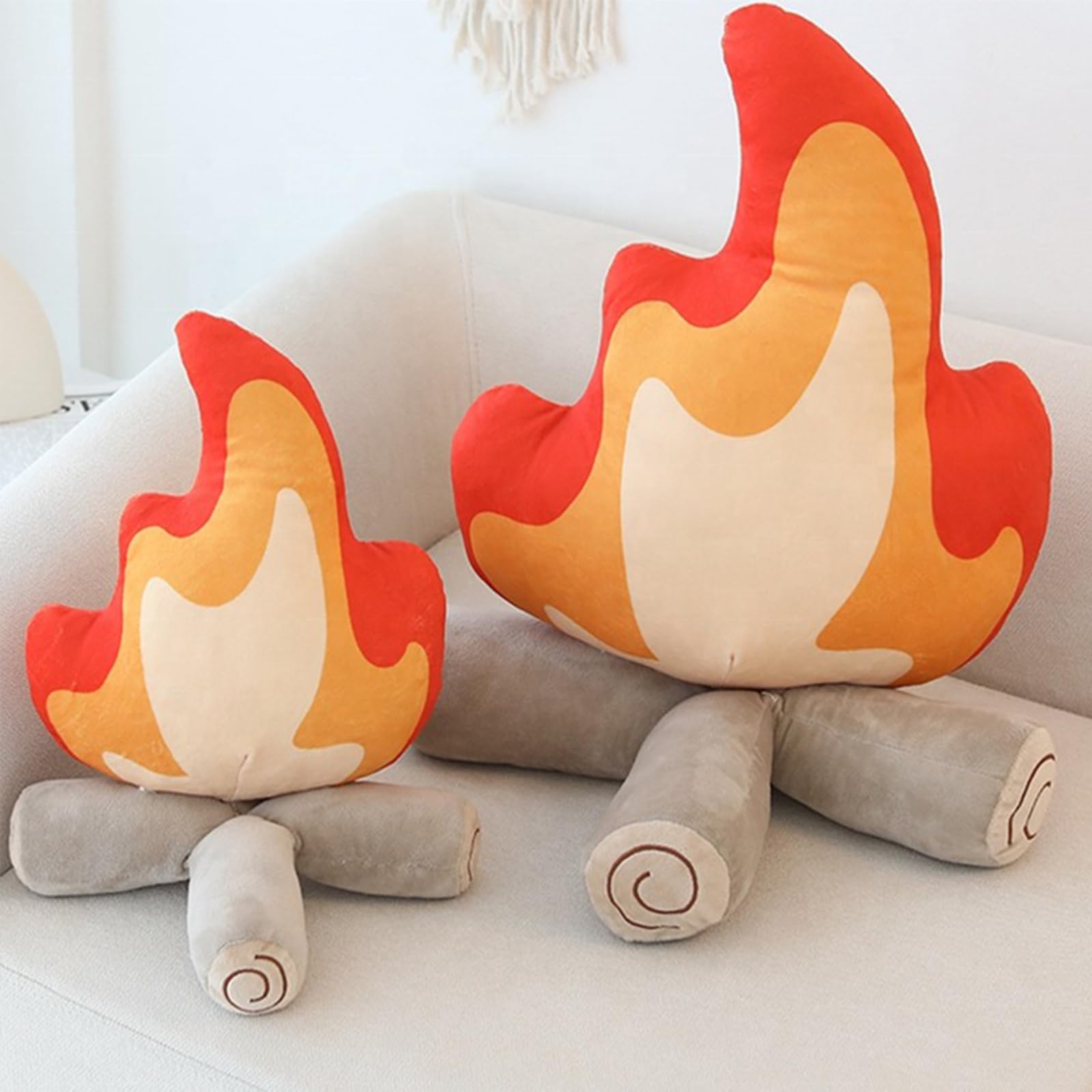 Chilifuli Funny Campfire Plush,17.7 in Simulation Fake Campfire Pillow, Soft Stuffed Cartoon Fire Doll Campfire Firewood Toys, Simulation Bonfire Plush Toy for Outdoor Camping Room Decor Kids Gifts