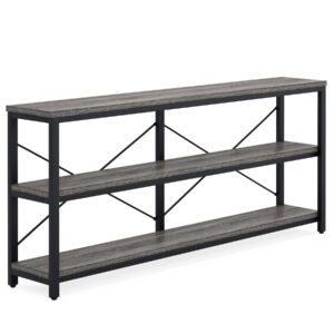 Tribesigns 71" Sofa Tables,Extra Long Couch Table, Narrow Long Console Table, Entryway Table,Sofa Table with 3 Tiers Storage Shelves (Gray)