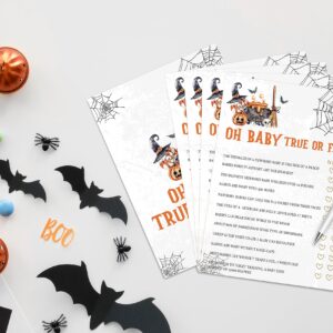 Halloween True or False Game, Halloween Game for Baby Shower, Baby Shower Decorations, Fall Gender Reveal Party Supplies, 30 Game Cards and 1 Answer Key - WY09