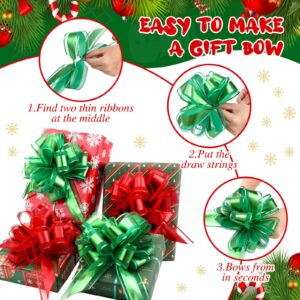 Riceshoot 60 Pieces Christmas Large Pull Bows Ribbon Gift Bows 6 Inch Gift Wrap Bows Wrapping Bows for Xmas Presents Wedding Party Basket Holidays Decoration(Green, Red)