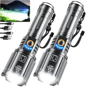 niaochao flashlights high lumens rechargeable, 2 pack flash light 990000 lumen super bright led flashlight with Βattery, 5 modes, ipx6 waterproof