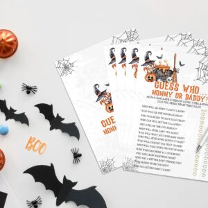 Halloween Guess Who Mommy or Daddy Game, Halloween Game for Baby Shower, Baby Shower Decorations, Fall Gender Reveal Party Supplies, Set of 30 Game Cards - WY18