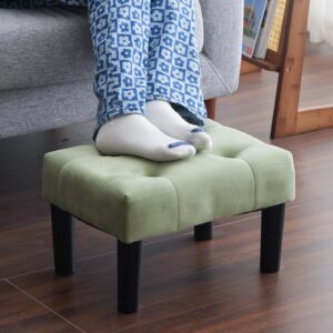 viewcare ottoman foot stool, green small ottoman footrest, velvet soft footrest ottoman with wood legs, sofa footrest extra seating for living room entryway office