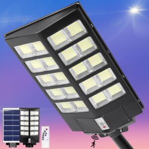 oooled solar street lights outdoor waterproof 3000w 26000lm 6500k super bright white 800pcs led chips, solar flood lights outdoor motion sensor with remote control, solar lights for outside yard patio