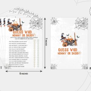 Halloween Guess Who Mommy or Daddy Game, Halloween Game for Baby Shower, Baby Shower Decorations, Fall Gender Reveal Party Supplies, Set of 30 Game Cards - WY18