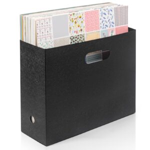 Foldable Scrapbook Paper Storage Organizer, 12x12 Scrapbook Paper Storage, Plastic File Organizer, Black, 3 Pack