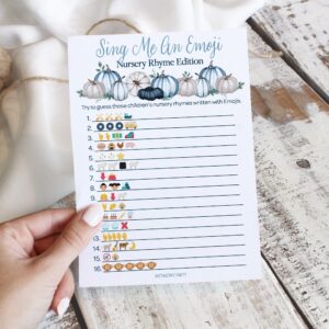 Blue Little Pumpkin Baby Shower Party Games - Animal Pregnancy and Emoji Picture Guessing Game (2 Game Bundle) - 20 Dual Sided Cards, Fall Baby Shower