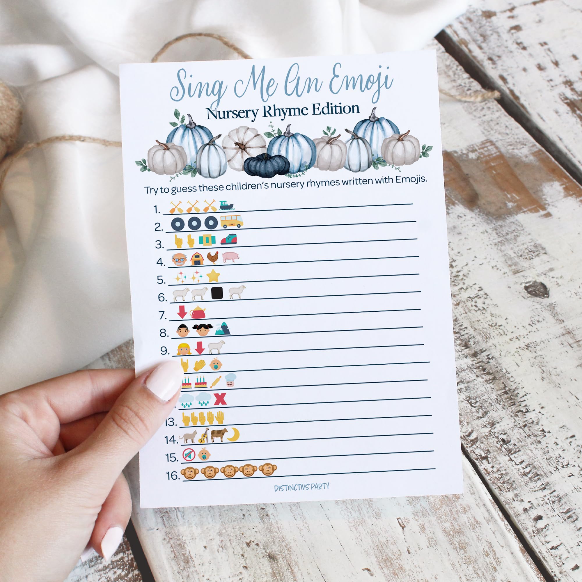 Blue Little Pumpkin Baby Shower Party Games - Animal Pregnancy and Emoji Picture Guessing Game (2 Game Bundle) - 20 Dual Sided Cards, Fall Baby Shower