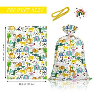 Loveinside Jumbo Large Plastic Gift Bag, Birthday Design Plastic Bag with Tag and Tie for Birthday Party, Graduation, Baby Shower - 56" x 36", 1 Pcs - Animal