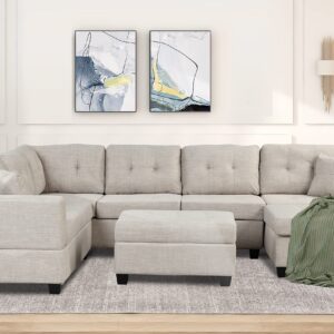 Merax Oversized Sectional Sofa with Storage Ottoman, U Shaped Sectional Couch