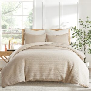 levtex home - cloud waffle duvet cover set - king duvet cover + two king pillow cases - waffle weave - taupe - duvet cover (106 x 94in.) and pillow case (36 x 20in.) - cotton