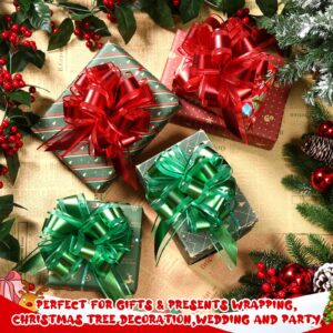 Riceshoot 60 Pieces Christmas Large Pull Bows Ribbon Gift Bows 6 Inch Gift Wrap Bows Wrapping Bows for Xmas Presents Wedding Party Basket Holidays Decoration(Green, Red)