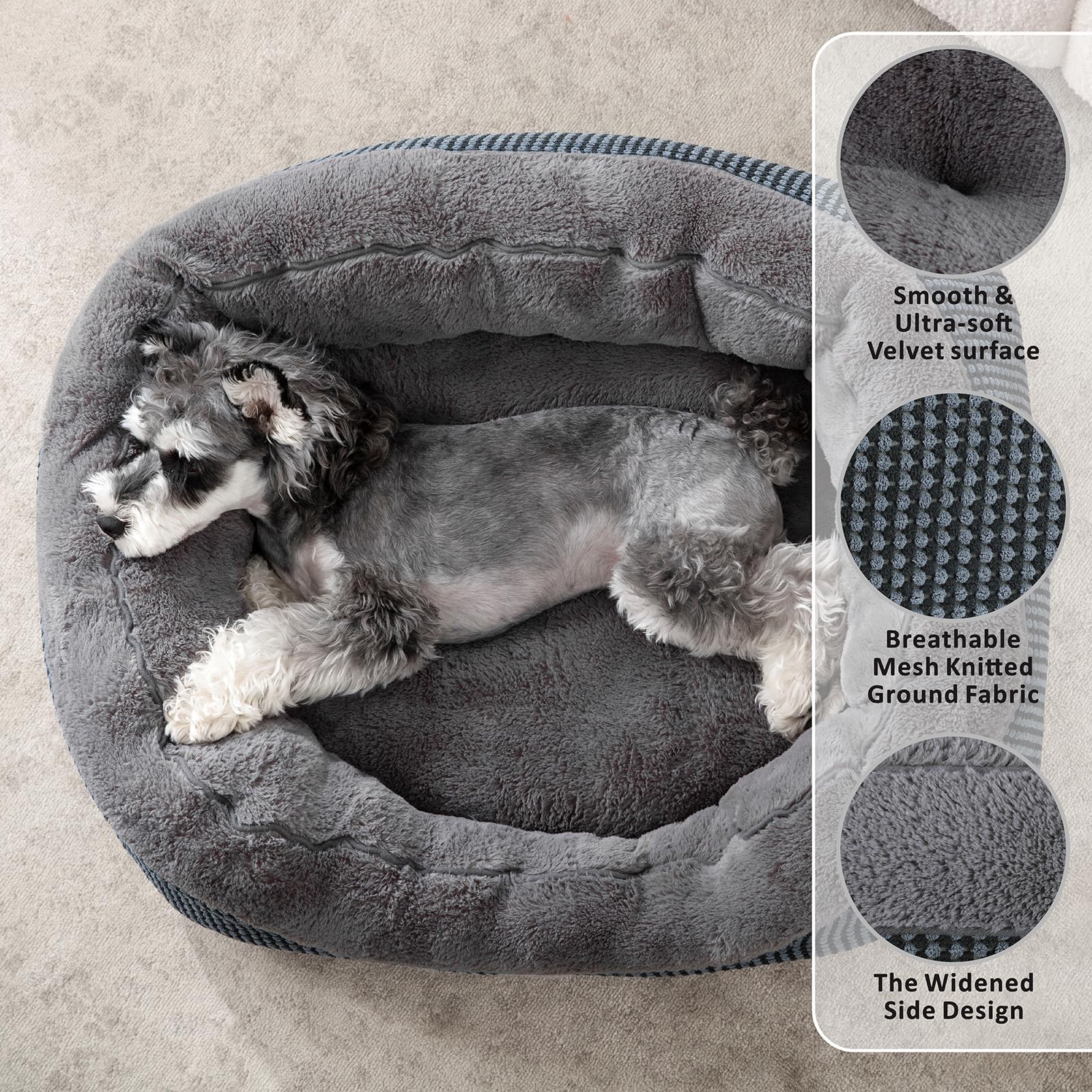 INVENHO Small Dog Bed for Small Dogs, Cat Beds for Indoor Cats Washable, Orthopedic Dog Bed, Warming Soft Calming Sleeping Puppy Bed Durable Pet Bed with Anti-Slip Bottom S(20"x19"x6")