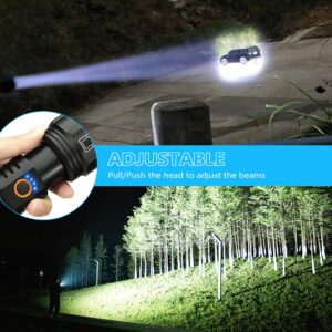 NiaoChao Flashlights High Lumens Rechargeable, 2 Pack Flash Light 990000 Lumen Super Bright Led Flashlight with ΒATTERY, 5 Modes, IPX6 Waterproof