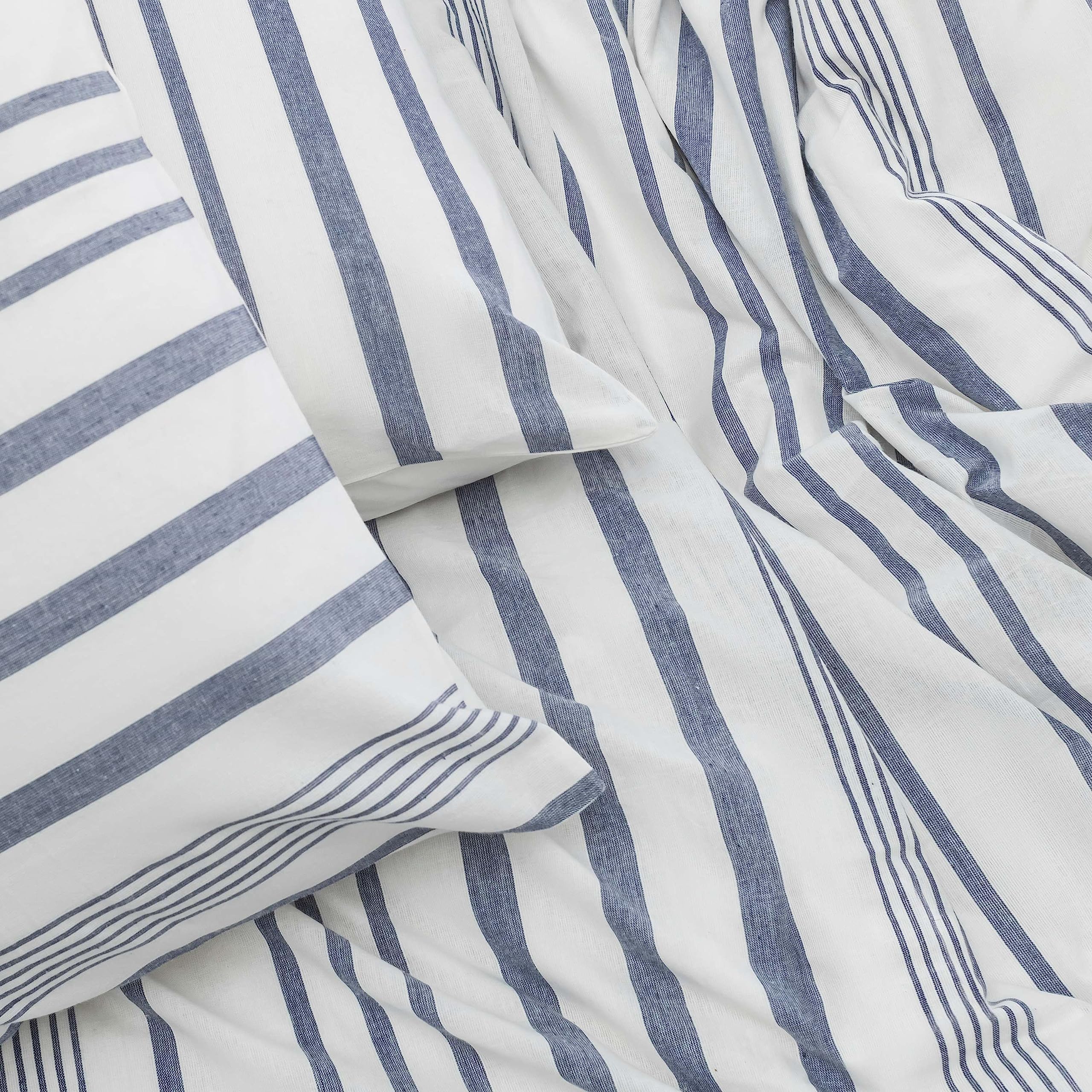 Home Conservatory Shadow Stripe Duvet Cover Set, King, Navy Stripe Pattern