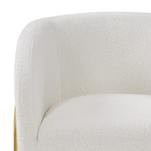 Yaheetech Accent Chair Set of 2, Armchair Set, Side Chairs for Living Room, Boucle Fabric Vanity Chairs with Gold Legs for Bedroom Office Readig Nook, Ivory