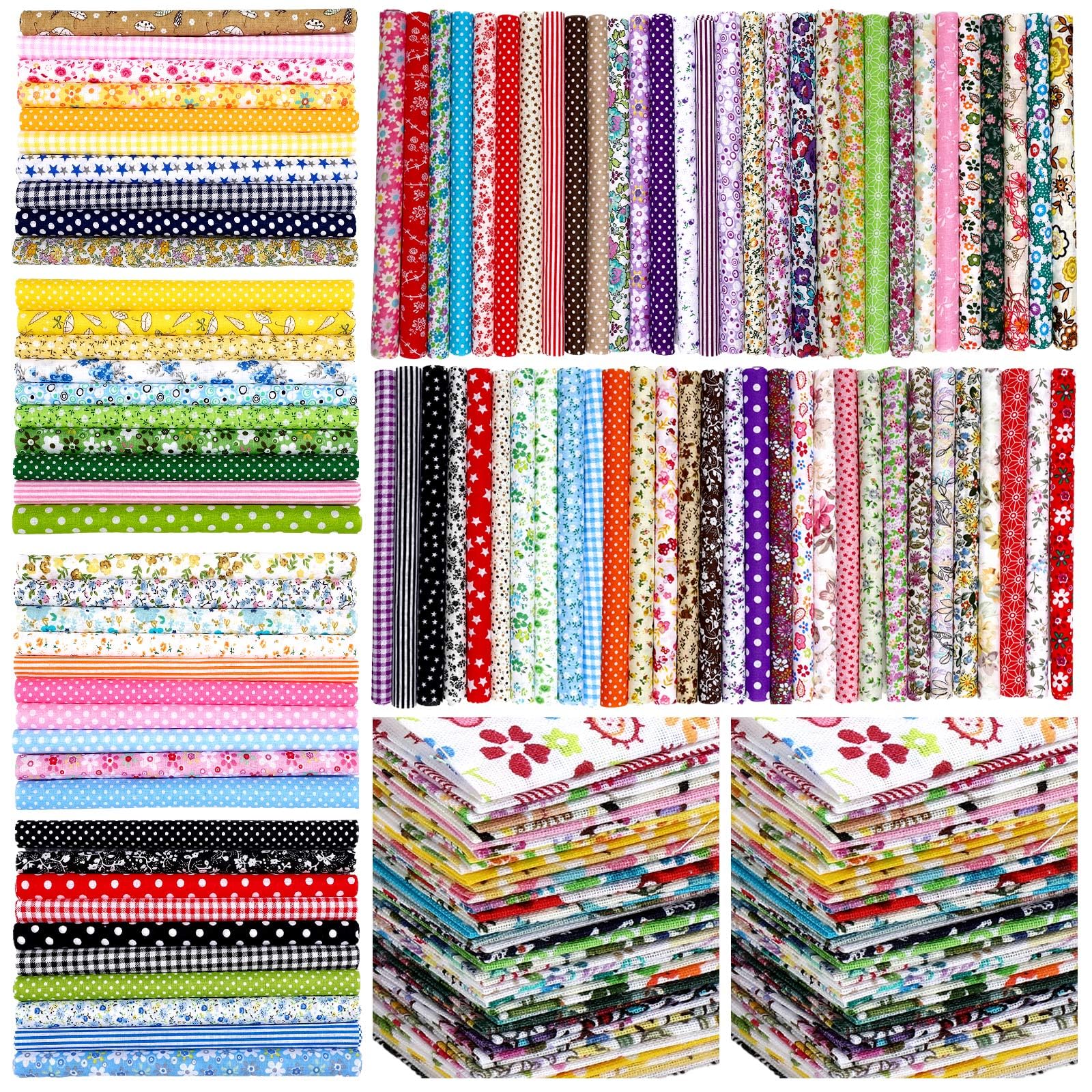 Ganeen 800Pcs 4 x 4 Inch Cotton Fabric Bundle Precut Fat Squares Patchwork Fabrics Cotton Printed Craft Fabric Fat Flower Fabric Quilting for DIY Craft Sewing Clothing Handmade Accessories (Assorted)