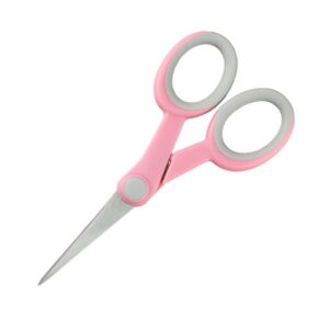 5.5 Inch Pastel Small Craft Scissors, Mini Point Tip Kids Scissors,Comfort-Grip Stainless Steel Sharp Fabric Sewing Shears All Purpose Embroidery Scissors for Cutting, Scrapbooking, Crafting(Pink)