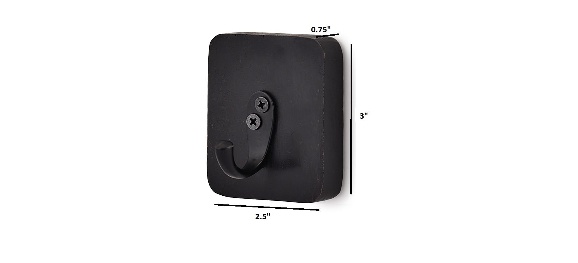 EDHAS Acacia Wood Black 4 PCS Wall Mounted Coat Hook for Cabinet, Wardrobe Bathroom Bedroom Furniture (3" x 2.5" x 0.75")