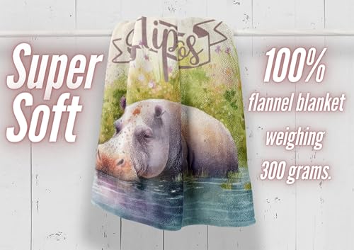 InnoBeta Hippopotamus Gifts Blanket for Girl, Hippo Lover Ask Flannel Throw Blanket for Girl, Funny Kid Daughter Unique Birthday for Her- Just A Girl Who Loves Hippos