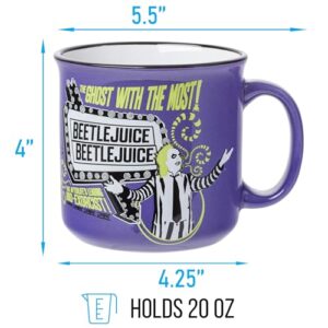 Silver Buffalo Beetlejuice Ghost With The Most Bio Exorcist Ceramic Camper Mug, 20 Ounces