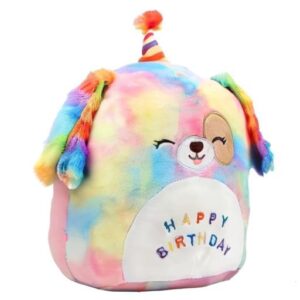 LSYEE 8’‘ Happy Birthday Dog Plush Rainbow Birthday Dog Plush Pillow Soft Puppy Plush Toy Cute Dog Stuffed Animal Home Room Decoration Birthday Gift for Kids Toddlers