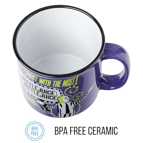 Silver Buffalo Beetlejuice Ghost With The Most Bio Exorcist Ceramic Camper Mug, 20 Ounces