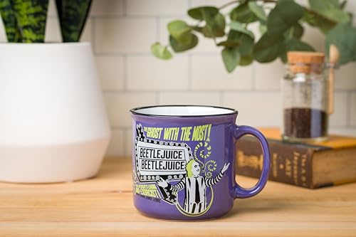 Silver Buffalo Beetlejuice Ghost With The Most Bio Exorcist Ceramic Camper Mug, 20 Ounces