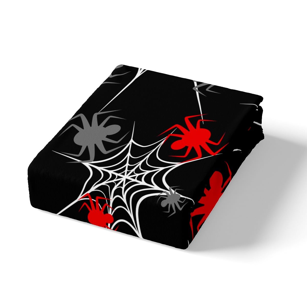 Red Black White Cobweb Sheet Set Full Size, Scary Halloween Decorations Bed Sheets Set Scary Spider Sheets with Deep Pocket Fitted Sheet Kids Toddler Red Black Gray Animal Bedding Set 4Pcs