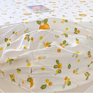 100% Cotton Fitted Sheet with Elastic Band +2pc Pillowcases Orange Fruit Print Double Queen Cal-King Size Mattress Cover for Girls Boys B99A (Queen (U.S. Standard))