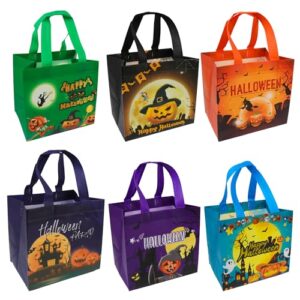 Halloween Trick or Treat Bags, Halloween Candy Tote Bags with Handles, Reusable Halloween Non-Woven Gift Bags for Halloween Party Supplies Favors