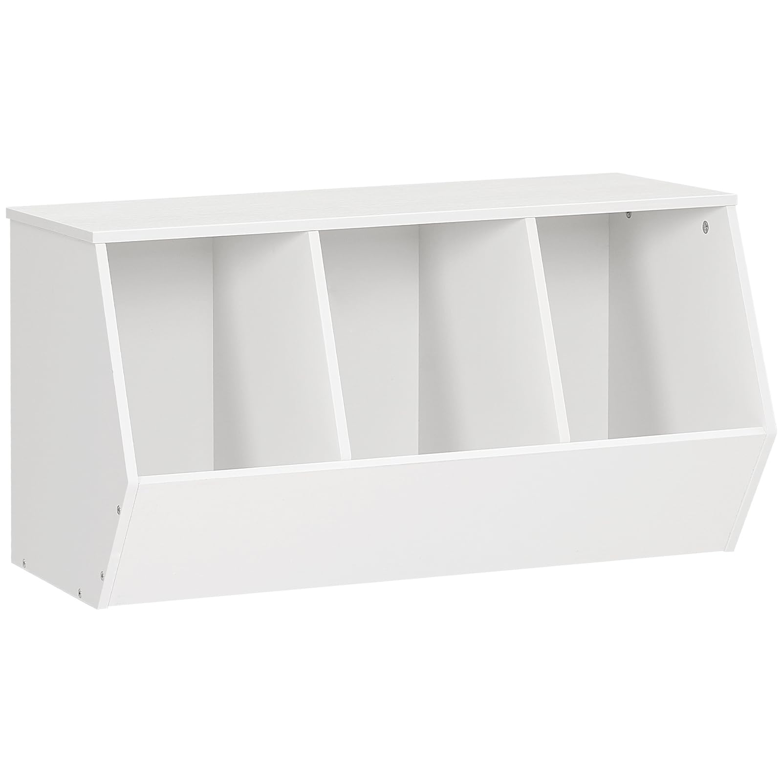 HOOBRO Toy Storage Cubby, Kids Bookshelf, Stackable 3-Bin Toy Storage Cabinet, Bookcase Footboard, Children's Toy Shelf, Hallway, White WT30CW01