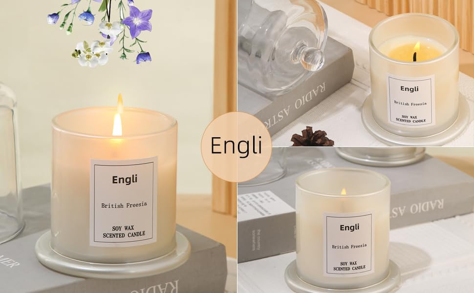 Engli Aromatherapy Candles English Pear Freesia Scented Candle for Home Scented Soy Wax Candles 45 Hour Burn Time Candles Gifts for Women Birthday Thanksgiving Christmas