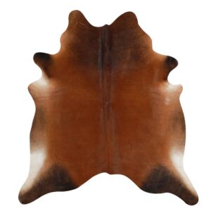 Cowhides Direct Genuine Brazilian Cowhide Rug - Authentic Cow Rug with Non-Slip Suede Backing - Cow Rugs for Living Room, Bedroom & More - Natural Rugs (Brown with Red Rug- 6x6 ft. L)