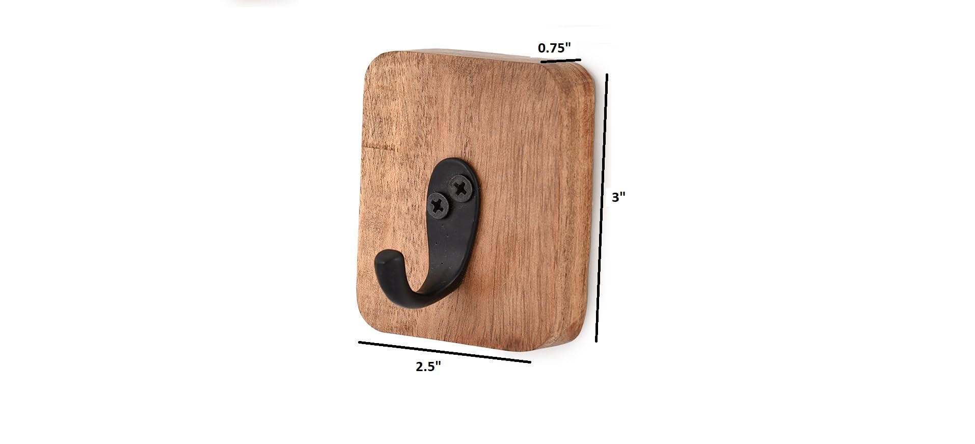 EDHAS Acacia Wood Natural 4 PCS Wall Mounted Rustic Decorative Coat Hook for Hanging Coat Clothes Hat Bag Purse and Towel (3" x 2.5" x 0.75")