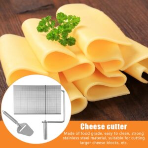 CALIDAKA Cheese Slicer & Cheese Cutter, Stainless Steel Cheese Slicer with 5 Replacement Wires,Cheese Cutter for Block Cheese, Metal Cheese Slicer Cutting Board