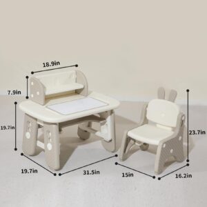 4-Level Height Adjustable Toller Table for Ages 2-11, A Easy to Clean Children's Table for Playing, Drawing, Reading or Eating.(Bookshelf)