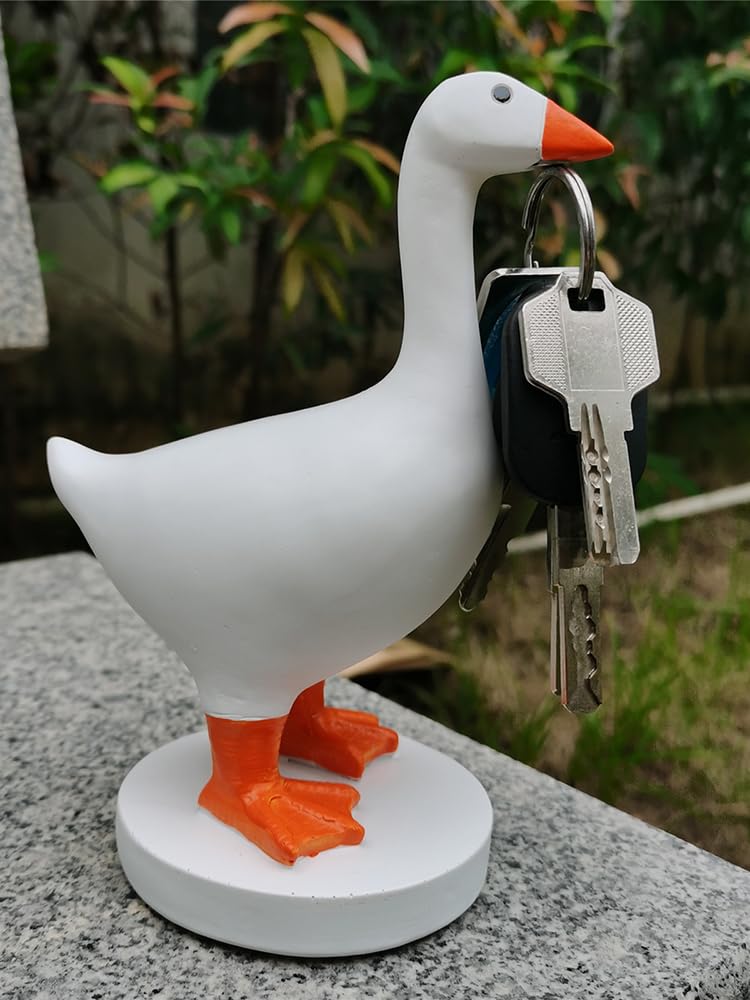 TREETDOBV Magnetic Goose Duck Key Holder Cute Home Decor, Resin Goose Duck Figurine Statue Magnetic Tool Holder, Eye Catching Key Hanger for Home Office, Desk Accessory Housewarming Gift(#1)