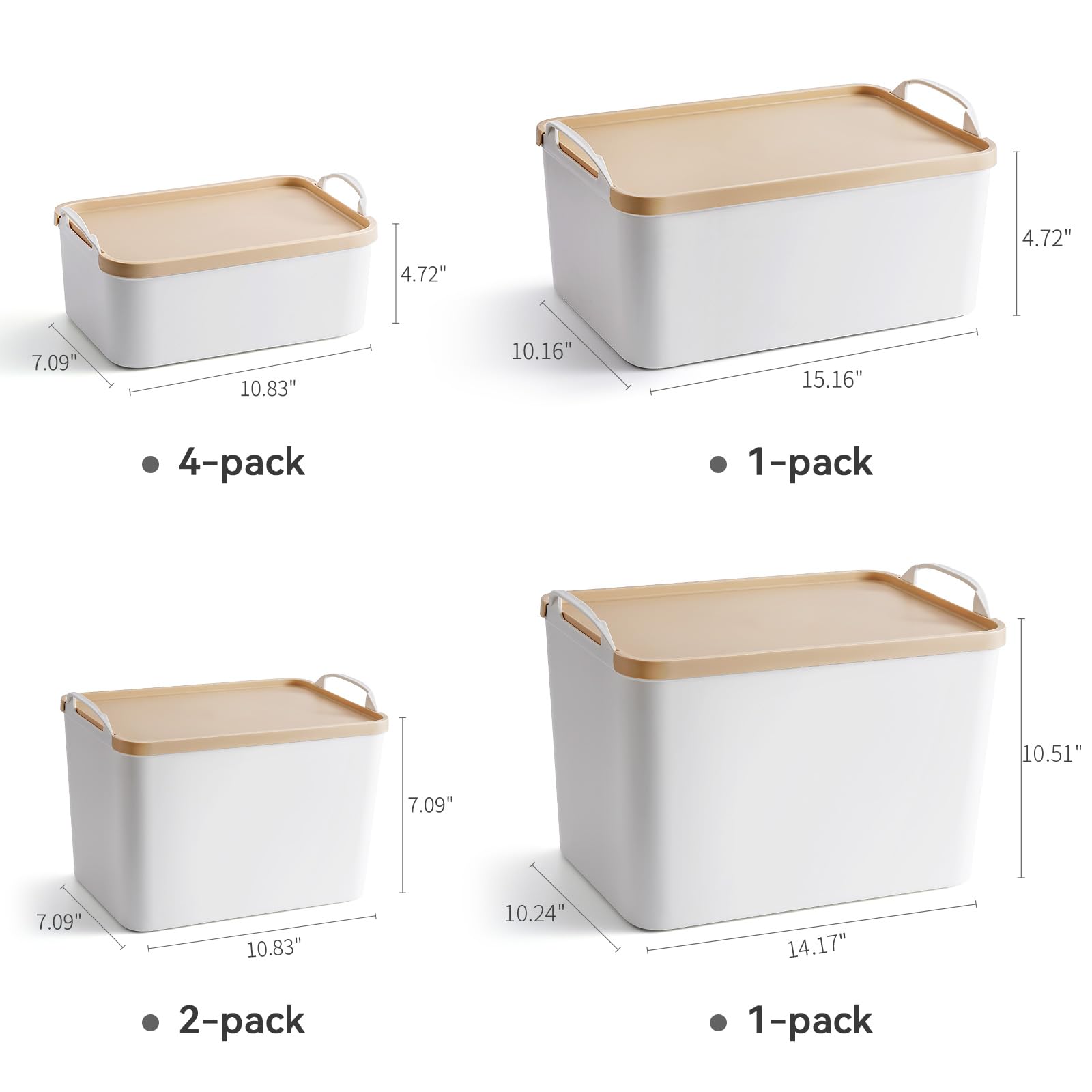 FITYE-KY 8 pcs Storage Bins with Lids Plastic Storage Containers for Shelves Drawers Desktop Closet Playroom Classroom Offic（Yellow）